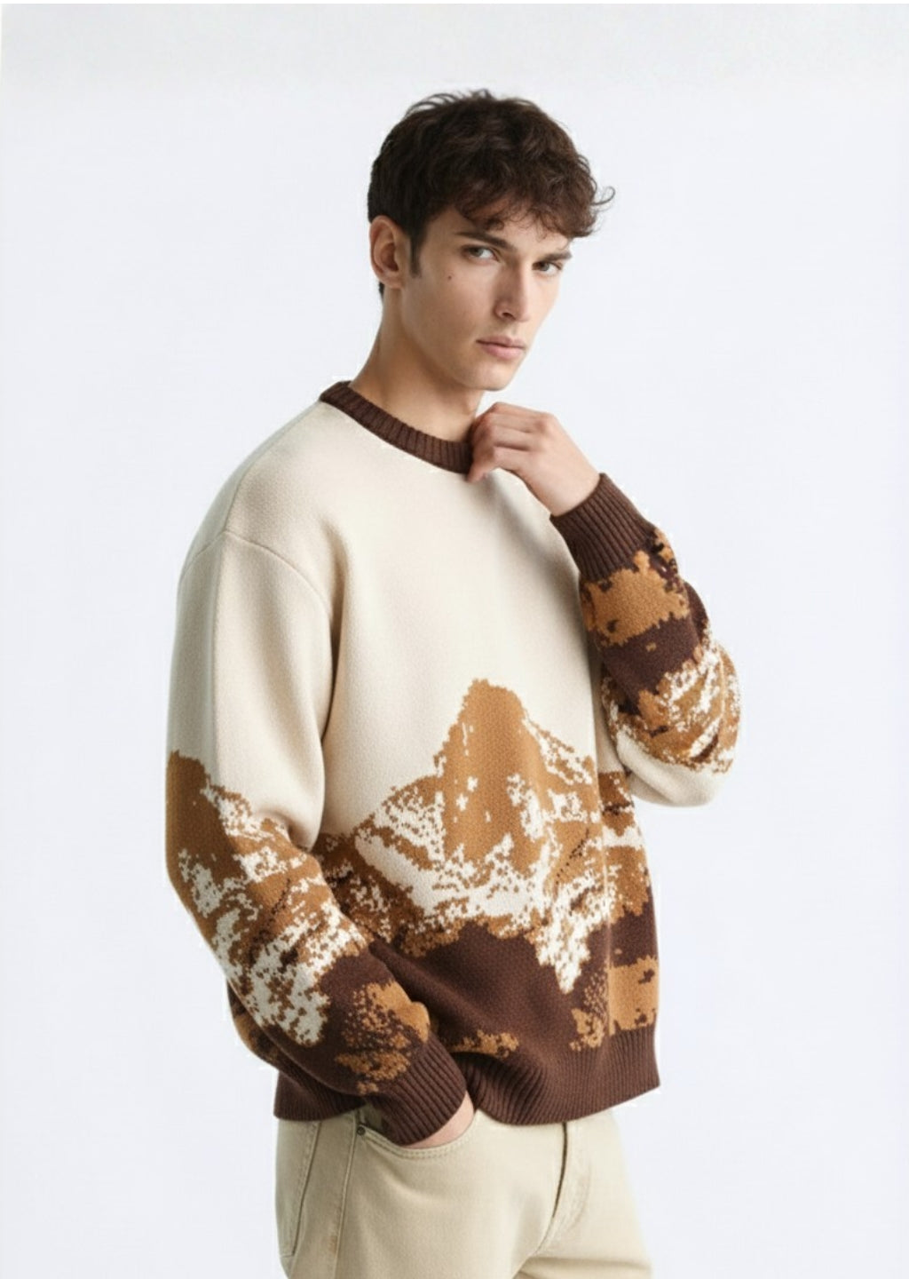 Abstract Knitted Chocolate Sweatshirt