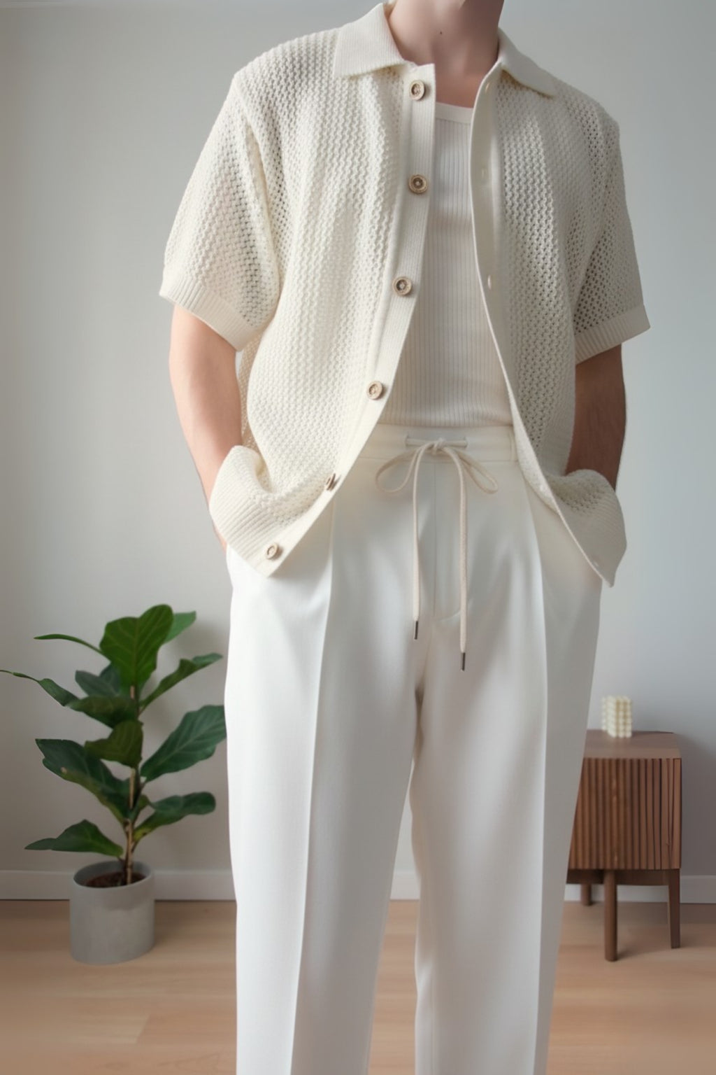 Nuve Loose Fit White Trouser